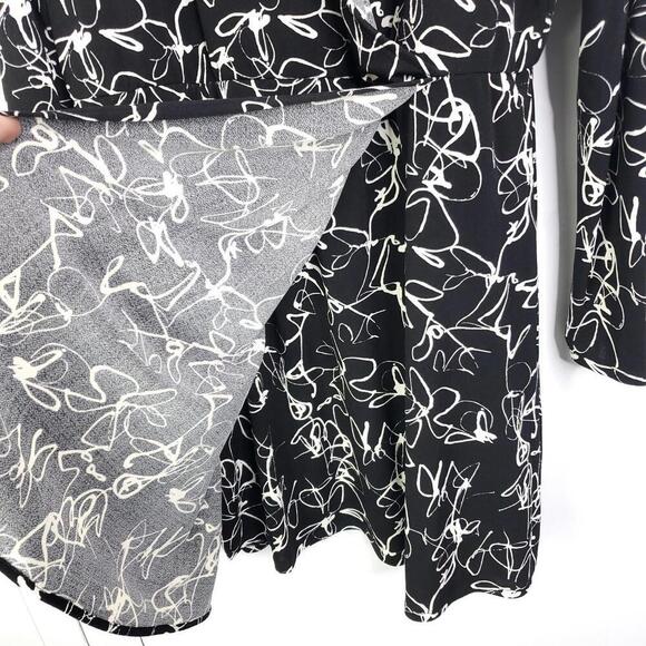 Nine West Dress Womens XL Fixed Wrap Surplice Clasp Artsy Abstract Stretchy - Picture 9 of 9